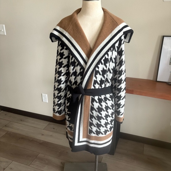 White House Black Market Sweaters - White House Black Market Houndstooth Cardigan in Black, White, and Brown